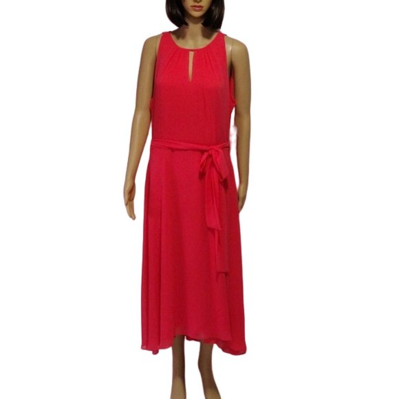 Chelsea Rose Coral Sleeveless Chiffon Dress Size 14 NWT - Picture 1 of 12